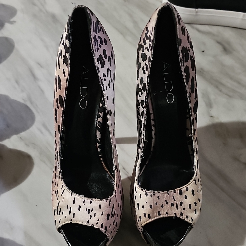 Aldo Leopard Peep-Toe Stiletto Heels
